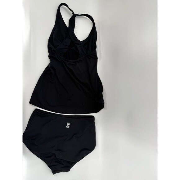 TYR Swimwear Womens Black Stretch Solid Twisted Bra Tankini Top & Bottoms Size 8 - Picture 6 of 9